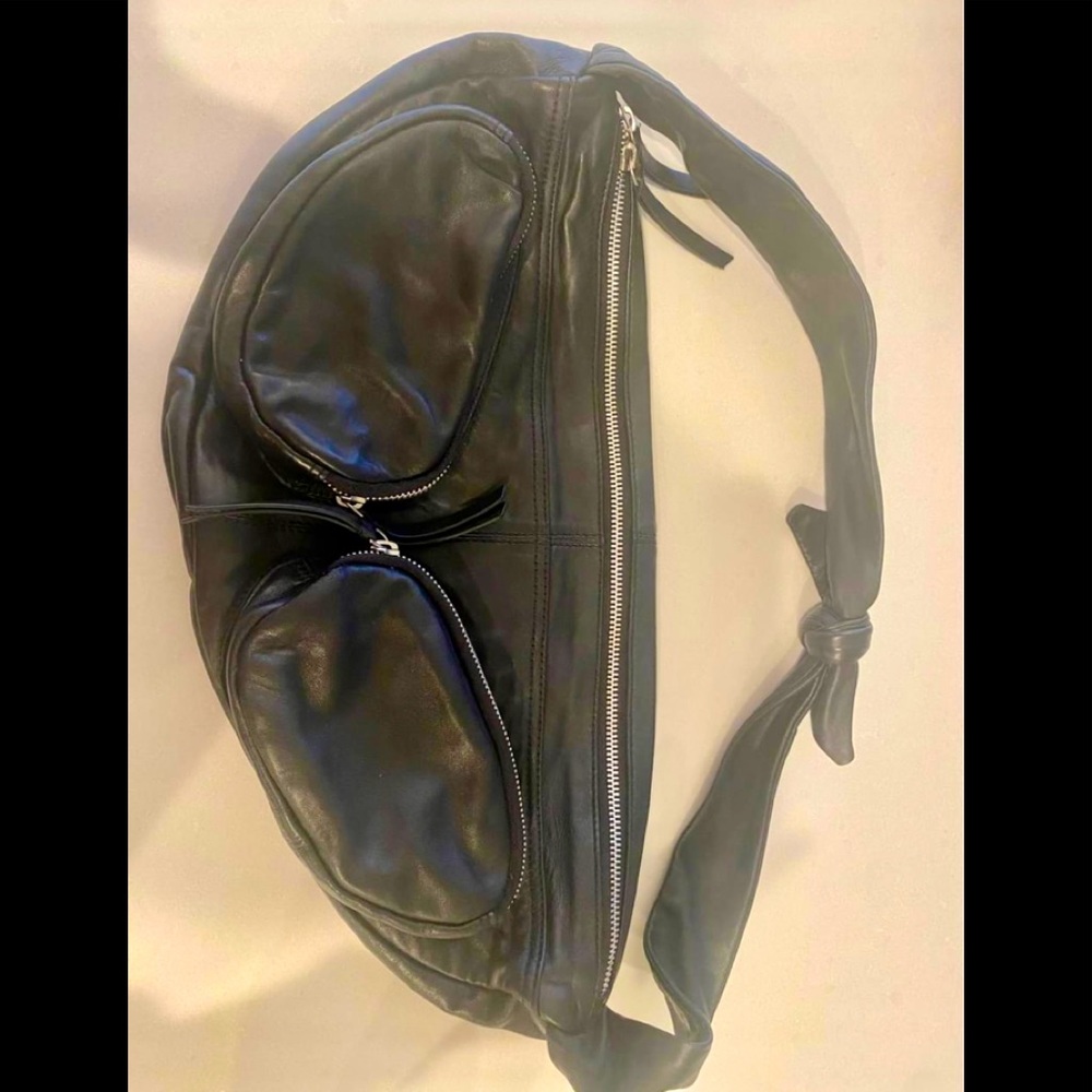 Free People black leather sling 17"x8"